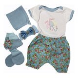 Kit Enxoval Azul Floral Bebe Reborn