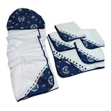 Kit Enxoval Do Bebê 1 Toalha Capuz 1 Manta Fralda 4 Fralda