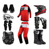 Kit Equipamento Completo Asw Jett Ims Motocross Trilha Verme