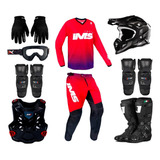 Kit Equipamento Completo Trilha Motocross Ims Flex 2019 Verm