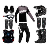 Kit Equipamento Ims 19 Trilha Motocross Preto Roupa Completo