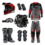 Kit Equipamento Proteção Piloto Trilha Motocross 8 Itens