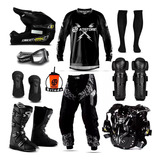 Kit Equipamento Roupa Piloto Black Motocross Trilha Pro Tork