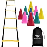 Kit Escada 7 Degraus   Mochila Impermeável   10 Cones De Agilidade Colorido Para Treino Funcional Em Casa Futebol Academia  Escada Amarelo 