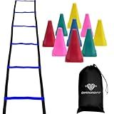 Kit Escada 7 Degraus   Mochila Impermeável   10 Cones De Agilidade Colorido Para Treino Funcional Em Casa Futebol Academia  Escada Azul 