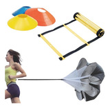 Kit Escada De Agilidade 8m Paraquedas Corrida 20 Cones