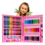 Kit Escolar 150 Peças Menina Maleta Pintura Colorir Mundo Estojo Unicornio Fun Game