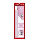 Kit Escolar 2 Lápis Grafite N 2 Triangular Apontador Borracha Faber Castell Max Tons Pastel SM 1205PASTELAPR Rosa