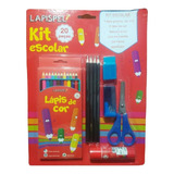 Kit Escolar 20 Peças Lápis De Cor Borracha Tesoura Cola