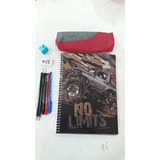 Kit Escolar Caderno 10 Matérias estojo canetas lápis 9un