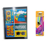 Kit Escolar Caderno Universitario 01 M Kit Bic 04 Canetas