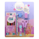 Kit Escolar Fundo Mar Lapis De Cor 12 Cores Blister Leo leo
