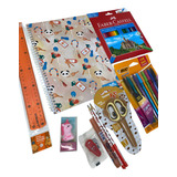 Kit Escolar Infantil C 10 Itens Fofos Laranja