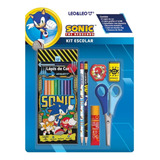 Kit Escolar Infantil C 7 Peças Sonic The Hedgehog Leo leo