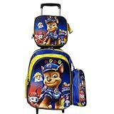 Kit Escolar Infantil Completo Mochila De Carrinho Lancheira E Estojo Estampa 3 D Patrulha Amarelo 