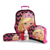 Kit Escolar Infantil Mochila Rodinhas Barbie Princesa Tam G