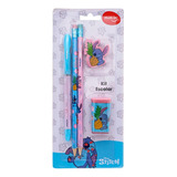 Kit Escolar Infantil Stitch Caneta Lápis 5 Peças Molin