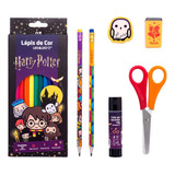Kit Escolar Lápis De Cor 12 Cores Harry Potter Leo Leo