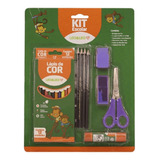 Kit Escolar Leo leo Lápis Borracha Cola Apontador Tesoura