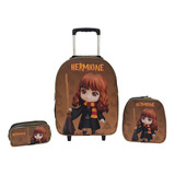 Kit Escolar Mochila Carrinho Infantil Hermione