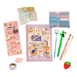 Kit Escolar Presente Meninas Papelaria Criativa 20 Peças 