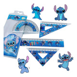 Kit Escolar Stitch 1 Régua 1 Transferidor E 2 Esquadros
