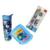 Kit Escolar Stitch 5 Peças Squeeze 700ml Porta Lanche