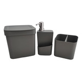 Kit Escorredor De Talheres Porta Detergente Lixeira Cozinha