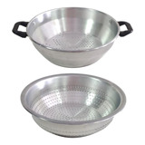 Kit Escorredor Lavador De Macarrão E Arroz Em Alumínio 2 Pç