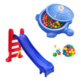 Kit Escorregador Infantil Tanque De Areia Jabuti 50bolinhas
