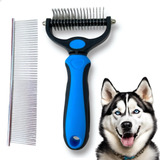 Kit Escova Desembolador Pelos Pet Rake E Pente Aço Petshop