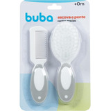 Kit Escova E Pente Para Bebe Cabelo Cerdas Macias 0m Buba