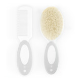 Kit Escova E Pente Para Bebê Com Cerdas Naturais