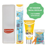 Kit Escova Fio Dental Com Haste Infantil Pasta Sem Flúor