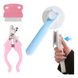Kit Escova Para Pelos Cortador De Unhas Pente Anti Pulga