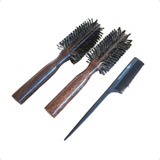 Kit Escova Profissional Cerdas Mista E Pente Carbono Marilu