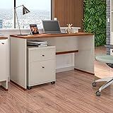 Kit Escritório Office Escrivaninha E Gaveteiro Berlin Vianossa Cor Off White Naturale