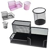 Kit Escritório Porta Treco Porta Lápis Organizador Mesa Clip Caneta Rosa Claro