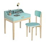Kit Escrivaninha Com Gaveta E Nicho E Cadeira Para Quarto De Menino Teen Mdf Com Pés De Madeira Cor Menta