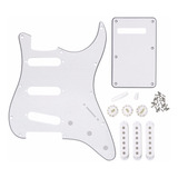 Kit Escudo Guitarra Strato Sss 3 Camadas - Branco Desenho Liso