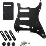 Kit Escudo Guitarra Strato Sss 3 Camadas Preto