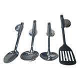 Kit Escumadeira Concha Espatula Colher De Servir Em Inox