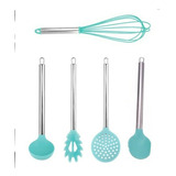 Kit Escumadeira Pegador Concha Colher Fuet Silicone