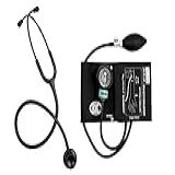 Kit Esfigmomanômetro Estetoscópio Duplo Bic Com Estojo Preto Total