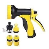 Kit Esguicho Com 8 Jatos Ajustáveis Com Engate Rápido Mangueira Resistente Amarelo Com Preto