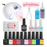 Kit Esmaltação Manicure Profissional Led uv Esmaltes Em Gel