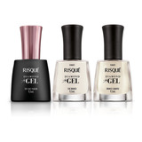 Kit Esmalte Diamond Gel Risque Branco 2 Cores Top Coat