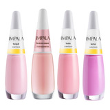 Kit Esmalte Impala Atacado Manicure 4 Cores Rosa Pastel