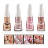 Kit Esmalte Risque 4 Cores Tons De Nude Cremoso Atacado