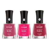 Kit Esmalte Risqué Diamond Gel Tons Rosa 9 5ml